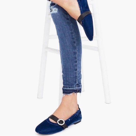 J.Crew Velvet Mary Jane flats crystal buckle 7.5 - Picture 2 of 9